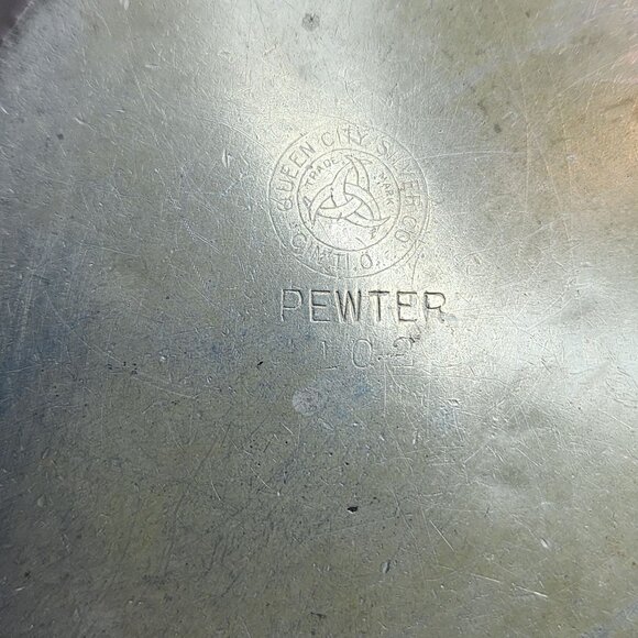 Vtg Queen City Silver CO Genuine Pewter Cream and Sugar Bowl Set 102 Trademarked - Picture 8 of 10